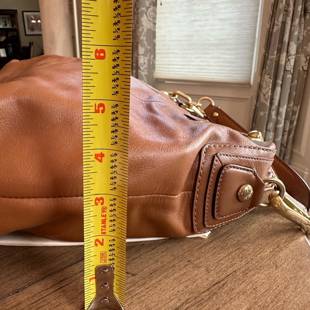 Coach Kristen pleated convertible satchel. Caramel color. - Picture 6 of 13